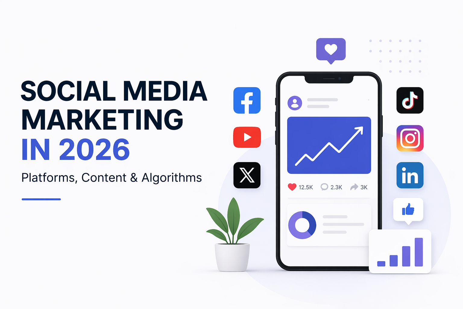 Social media marketing analytics and engagement illustration